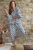 Daughter Of Ibiza Indira Balloon Sleeve Shirt French Navy & Denim Pre order 14 days